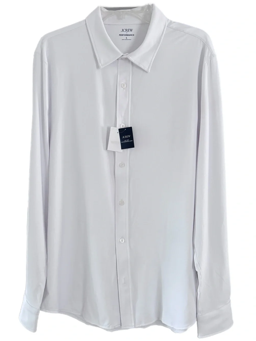 J.Crew Men's All-Day Performance Button Down Shirt White Size Large Long Sleeve
